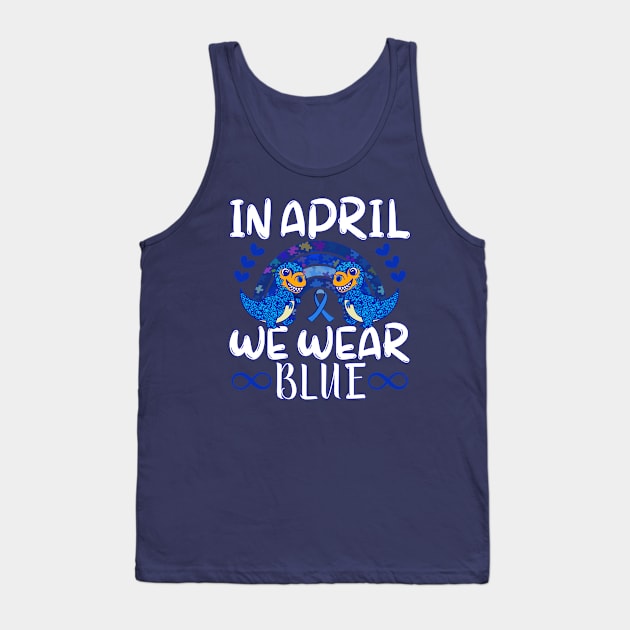 In April We Wear for Autism Awareness & Blue Puzzle Rainbow Tank Top by alcoshirts